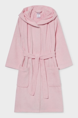 C&A Bathrobe With Hood Organic Puuvilla Tytön Alusvaatteet Pinkki | 59VNSQXIT