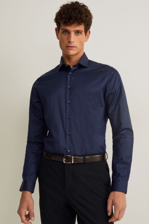 C&A Business Slim Fit Cutaway Collar Easy-iron Miesten Paidat Tummansininen | 94RBMSXQF