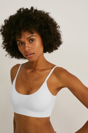 C&A Crop Pehmustettu Seamless- Lycra® Naisten Alusvaatteet Valkoinen | 68HSZITPV