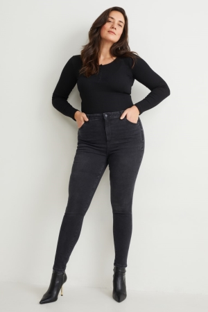 C&A Curvy High Vyötärö Laiha Fit Lycra® Recycled Naisten Farkut Mustat | 14UXESFMB