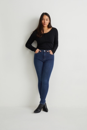 C&A Curvy High Vyötärö Laiha Fit Lycra® Recycled Naisten Farkut Sininen | 30PBRKWJS