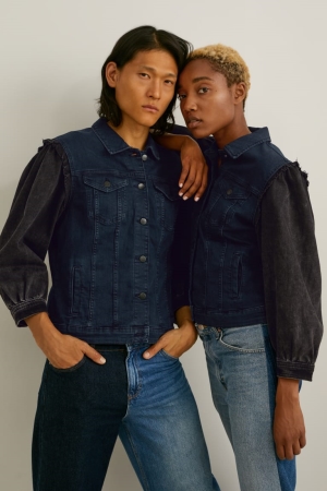 C&A E.L.V. Denim Denim Genderneutral Recycled Naisten Takki Sininen Tummansininen | 62GTRJPCH