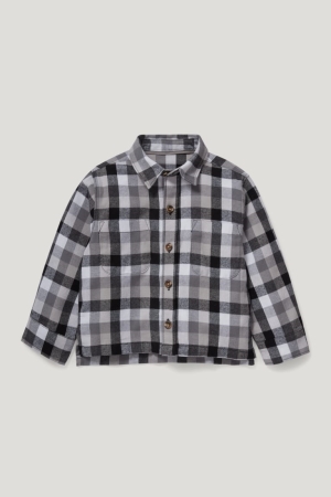 C&A Flannel Genderneutral Organic Puuvilla Check Tytön Paidat Harmaat | 06CLFTAQW