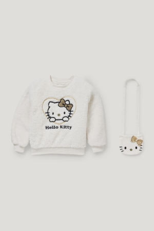 C&A Hello Kitty Set Teddy Fur And Fleece Bag Tytön Puserot Valkoinen | 03FXDSUNT