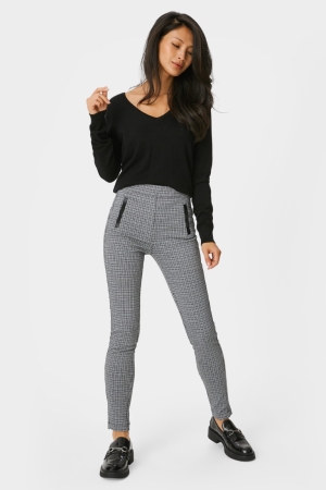 C&A Leggings Recycled Check Naisten Suorat Housut Valkoinen | 74ECPHTZR