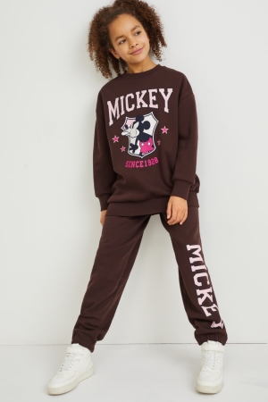 C&A Mickey Mouse Set And Joggers 2 Piece Tytön Puserot Tummanruskea | 16SXKVEBT