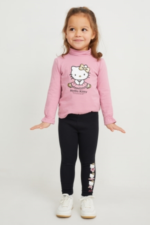 C&A Multipack Of 2 Hello Kitty Thermal Leggings Tytön Suorat Housut Mustat | 90IFLHGCJ