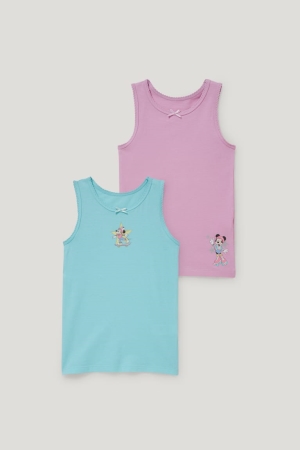 C&A Multipack Of 2 Minnie Mouse Vest Organic Puuvilla Tytön Alusvaatteet Pinkki Turkoosi | 97CQRTXIS