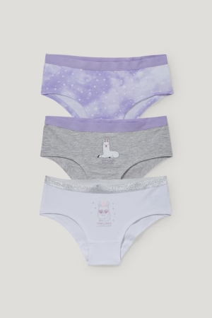 C&A Multipack Of 3 Hipster Briefs Organic Puuvilla Tytön Alusvaatteet Vaaleanvioletit | 65FLCBHSU