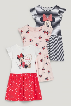 C&A Multipack Of 3 Minnie Mouse Tytön Mekko Valkoinen Pinkki | 20BKGUCDM