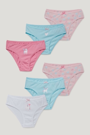 C&A Multipack Of 6 Unicorn Briefs Organic Puuvilla Tytön Alusvaatteet Vaaleanturkoosi | 16FSQRTXC