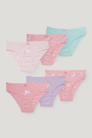 C&A Multipack Of 6 Unicorn Briefs Organic Puuvilla Tytön Alusvaatteet Pinkki | 35DKTPZJC