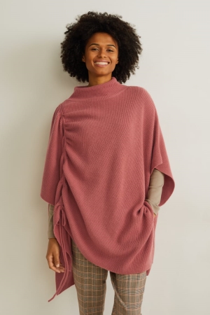 C&A Neulottu Cashmere Blend Poncho Naisten Huppari Tummanpinkki | 63NAYOGBK