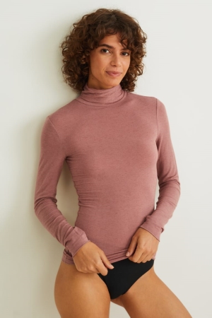 C&A Polo Neck Containing Cashmere Naisten Alusvaatteet Tummanpinkki | 86SBLRTFN