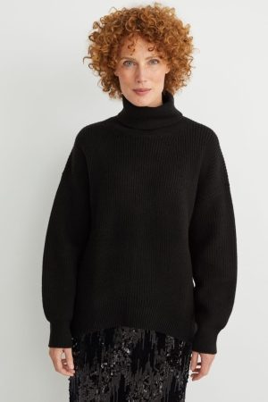 C&A Polo Neck Naisten Puserot Mustat | 69WSKFOHE