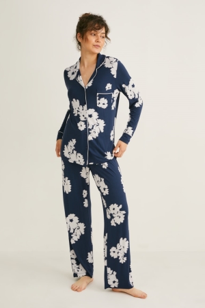 C&A Pyjamas Floral Naisten Yöasut Tummansininen | 73DLCGSTM