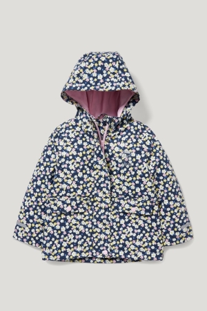 C&A Rain With Hood Floral Tytön Takki Tummansininen | 40IAUPBNO