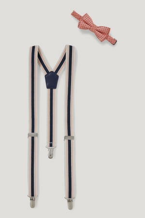 C&A Set Bow Tie And Braces 2 Piece Poikien T Paidat Tummansininen | 98ZMOQWHX