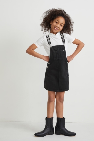 C&A Set Denim Pinafore And Sleeve 2 Piece Tytön Mekko Sininen Tummanharmaat | 97MXFTQPY