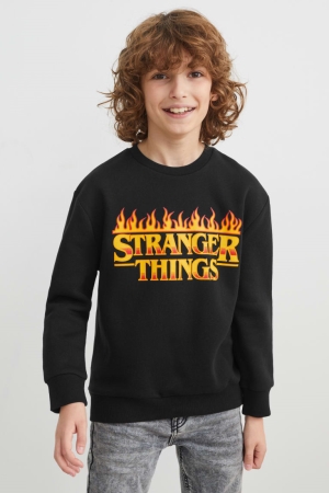 C&A Stranger Things Tytön Puserot Mustat | 97PBMLQRC