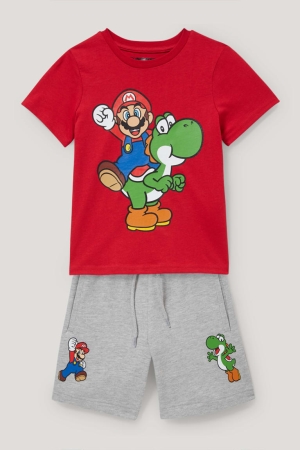 C&A Super Mario Set Sleeve And Sweat 2 Piece Poikien T Paidat Punainen | 76PWZDIFR