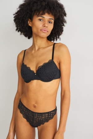 C&A Underwire Bra Demi Pehmustettu Lycra® Naisten Alusvaatteet Mustat | 91BEJHRIX