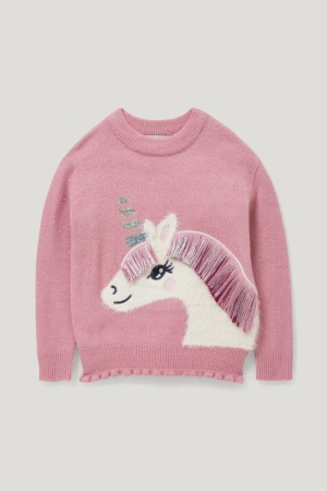 C&A Unicorn Recycled Tytön Puserot Tummanpinkki | 36YGURCAJ