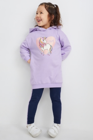 C&A Unicorn Set With Hood And Leggings Tytön Mekko Vaaleanvioletit | 17CWTPVEX