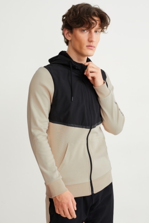 C&A Zip-through With Hood Miesten Puserot Mustat Beige | 38TJSMXQC