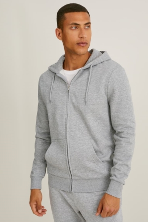 C&A Zip-through With Hood Organic Puuvilla Miesten Puserot Harmaat | 02ISBUCEX