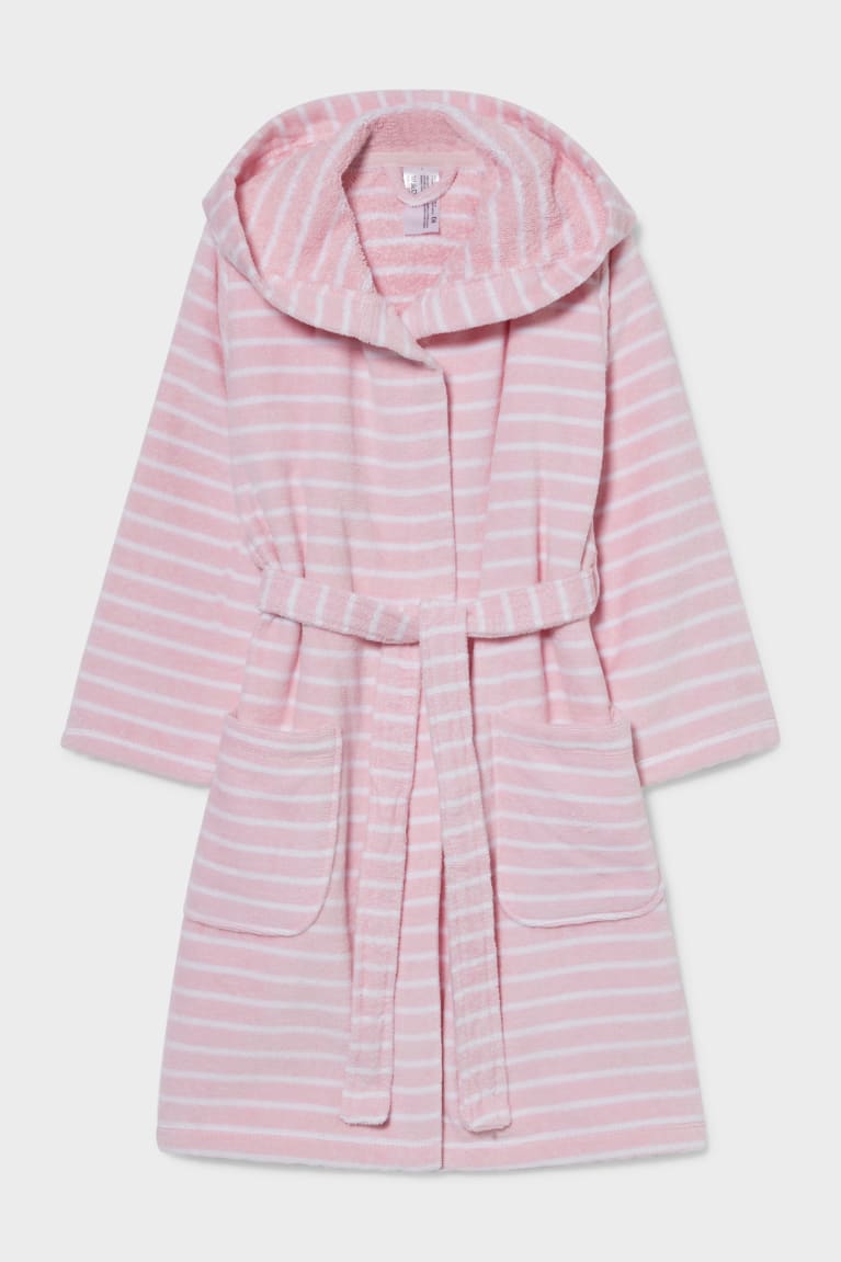 C&A Bathrobe With Hood Organic Puuvilla Raidallinen Tytön Uimapuvut Pinkki | 67YEZNWSQ