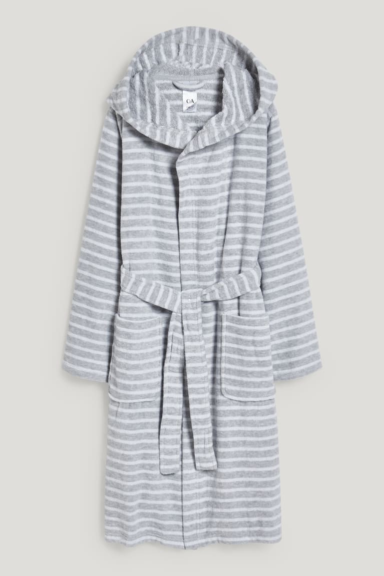 C&A Bathrobe With Hood Raidallinen Tytön Uimapuvut Vaaleanharmaat | 41GRJSTKC