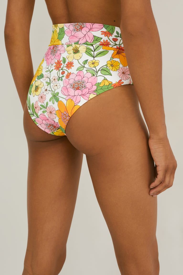 C&A Bikini Bottoms High Rise Lycra® Xtra Life™ Floral Naisten Uimapuvut Multicoloured | 93MANSQYH