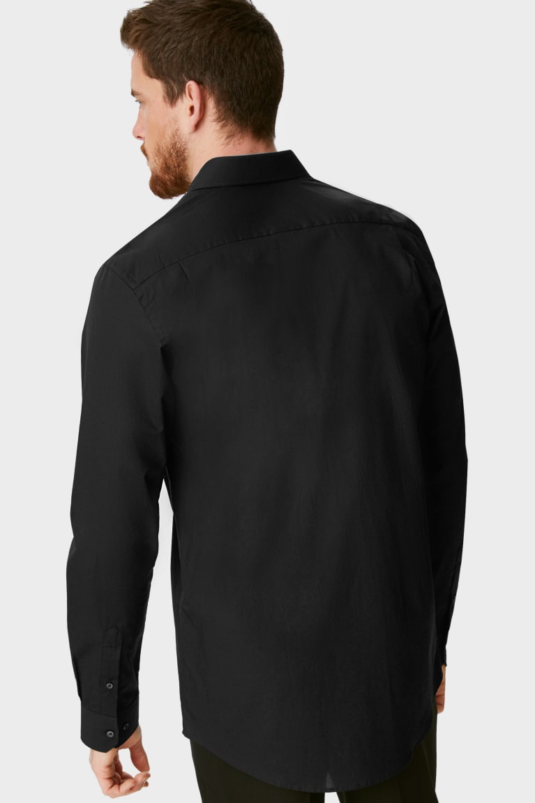 C&A Business Regular Fit Extra Long Sleeve s Easy-iron Miesten Paidat Mustat | 19VLTMAYR