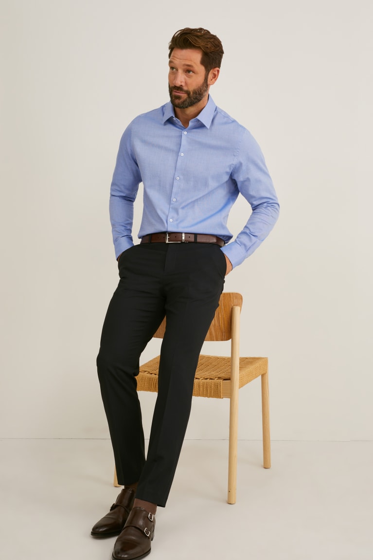 C&A Business Slim Fit Kent Collar Easy-iron Miesten Paidat Vaaleansininen | 26YTAEDLX