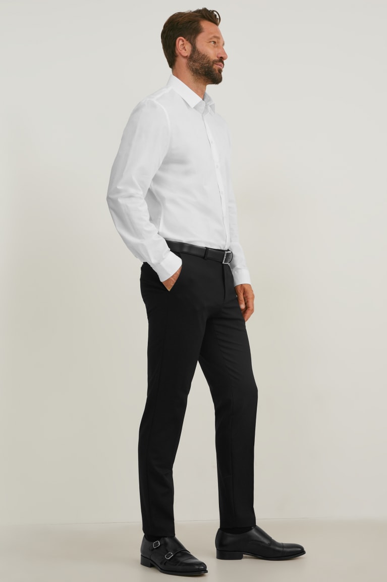 C&A Business Slim Fit Kent Collar Easy-iron Miesten Paidat Valkoinen | 73EKSZIRT