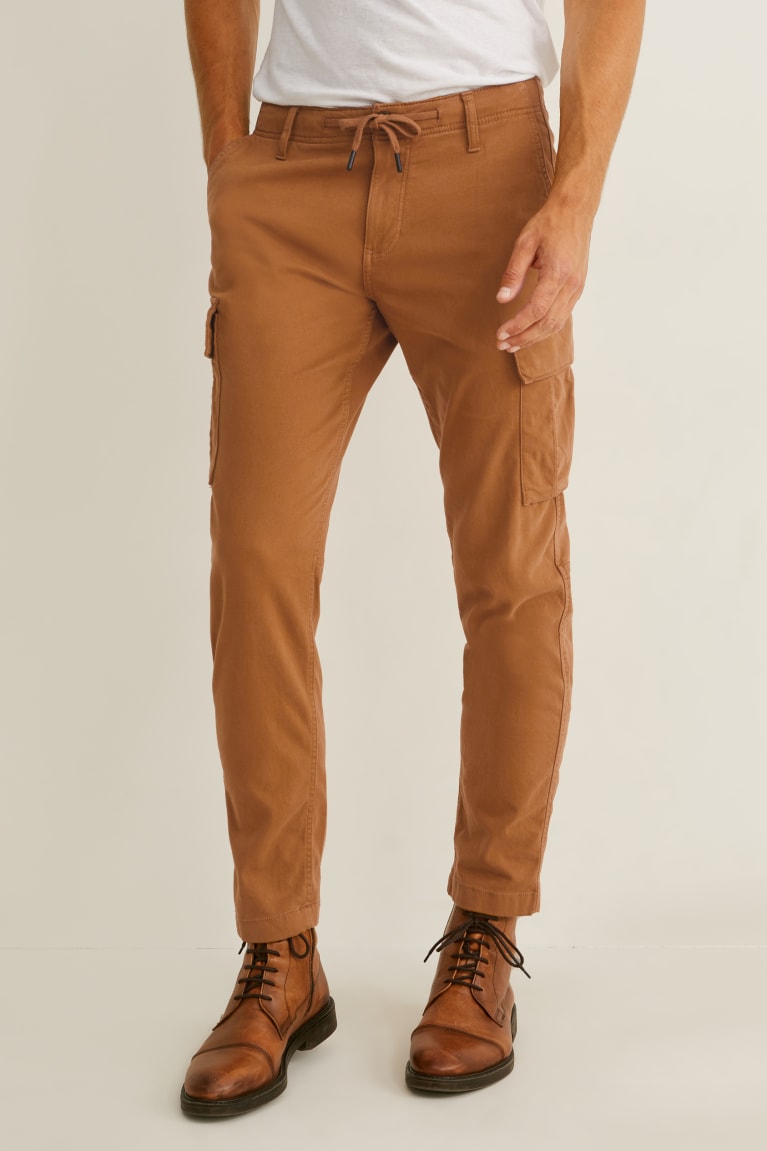 C&A Cargo Tapered Fit Flex Lycra® Miesten Suorat Housut Havanna | 36VFMYQSG