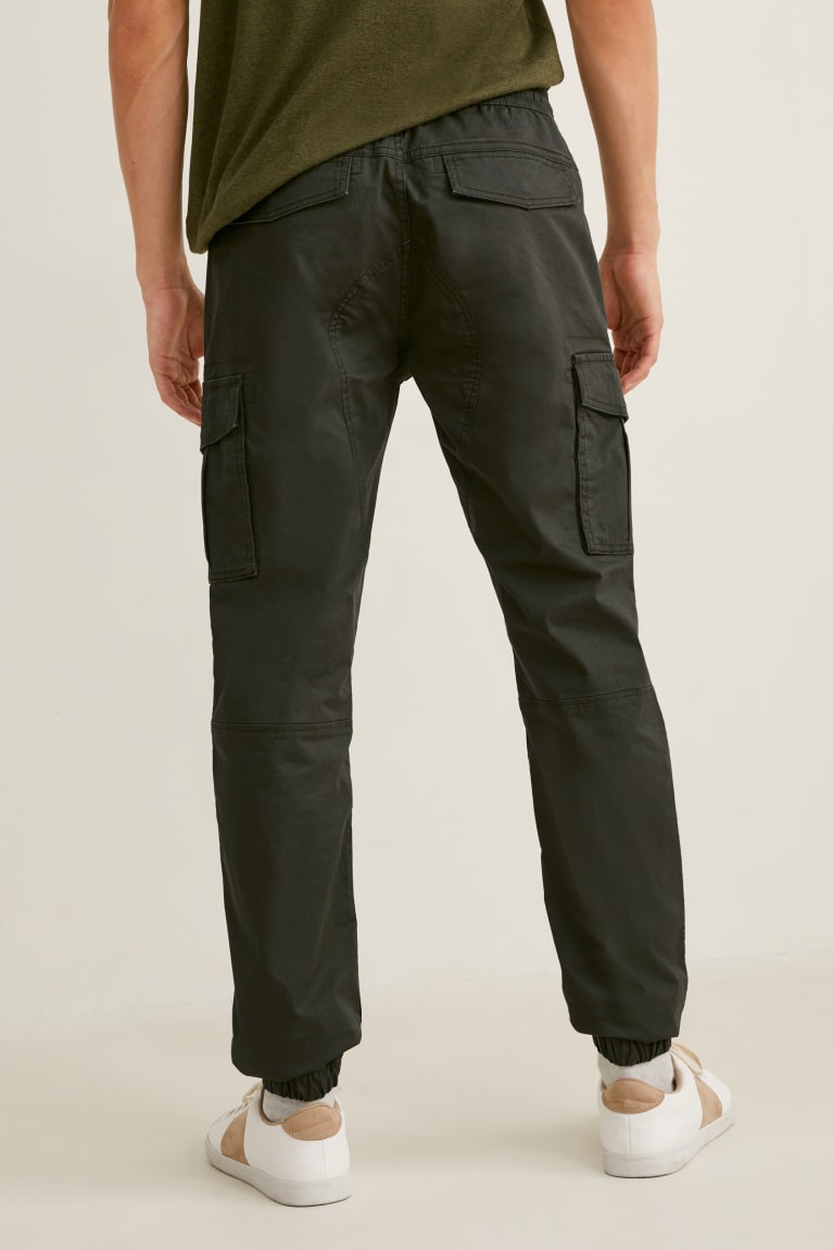 C&A Cargo Tapered Fit Lycra® Miesten Suorat Housut Tummanvihreä | 91FCSXTKU