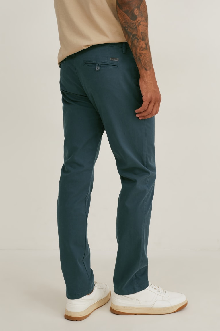 C&A Chinos Regular Fit Lycra® Miesten Suorat Housut Tummanvihreä | 95XZCSJUD