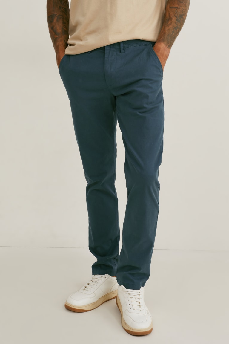 C&A Chinos Regular Fit Lycra® Miesten Suorat Housut Tummanvihreä | 95XZCSJUD