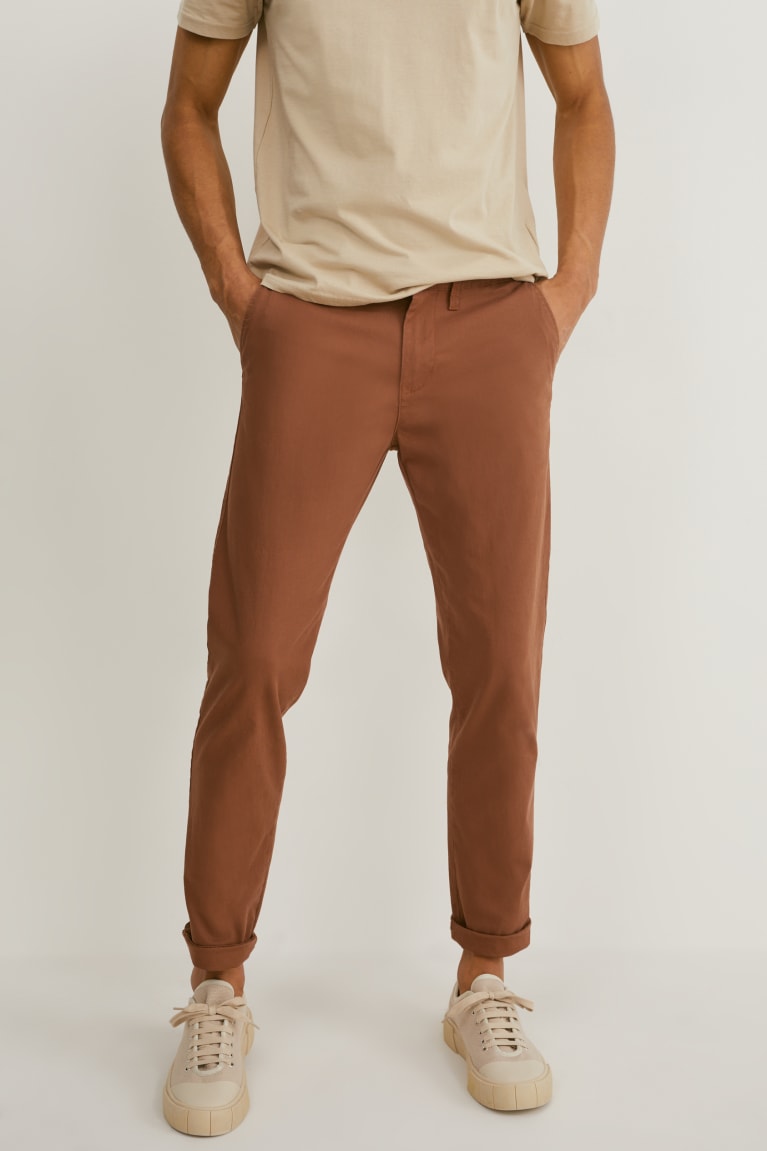 C&A Chinos Slim Fit Lycra® Miesten Suorat Housut Ruskea | 16IPQHJMD