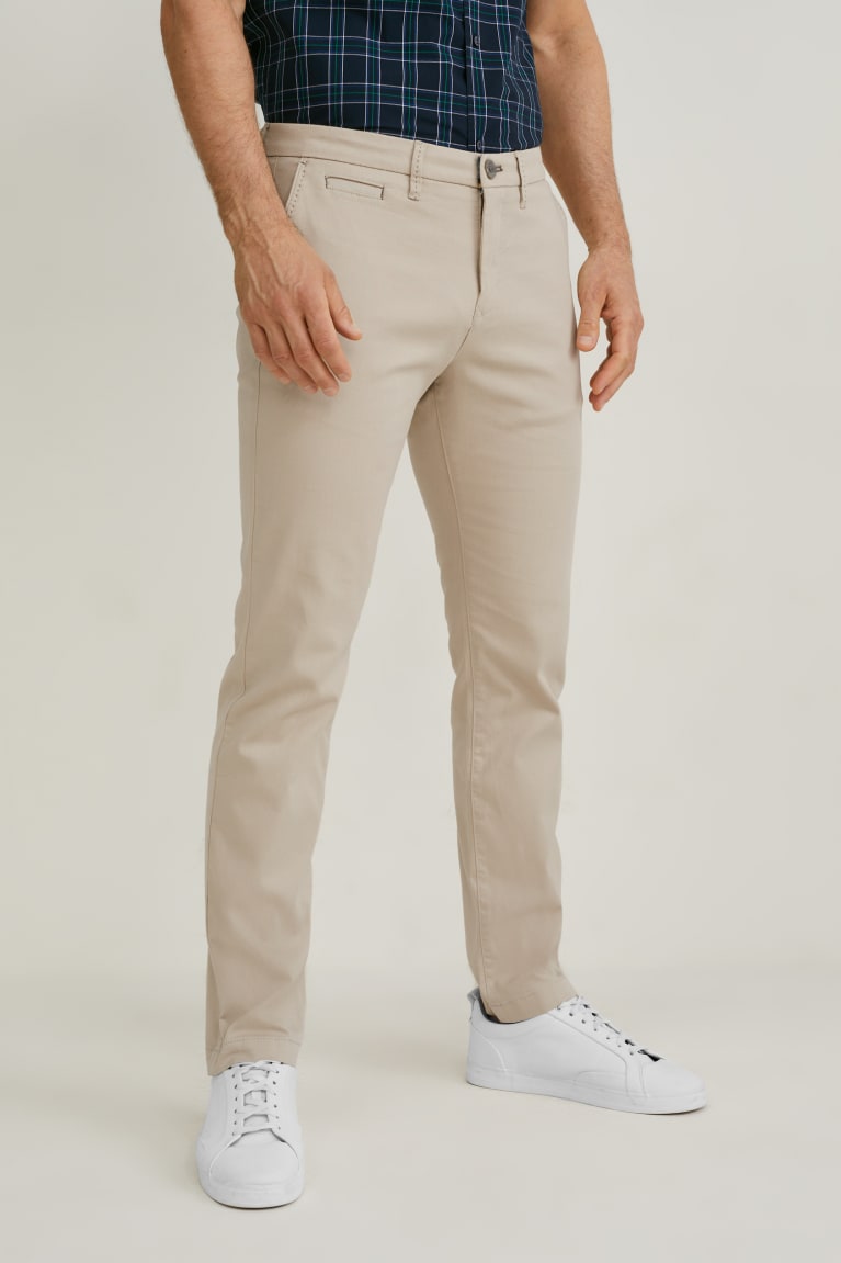 C&A Chinos Slim Fit Lycra® Miesten Suorat Housut Harmaat Ruskea | 95WVRDEKF