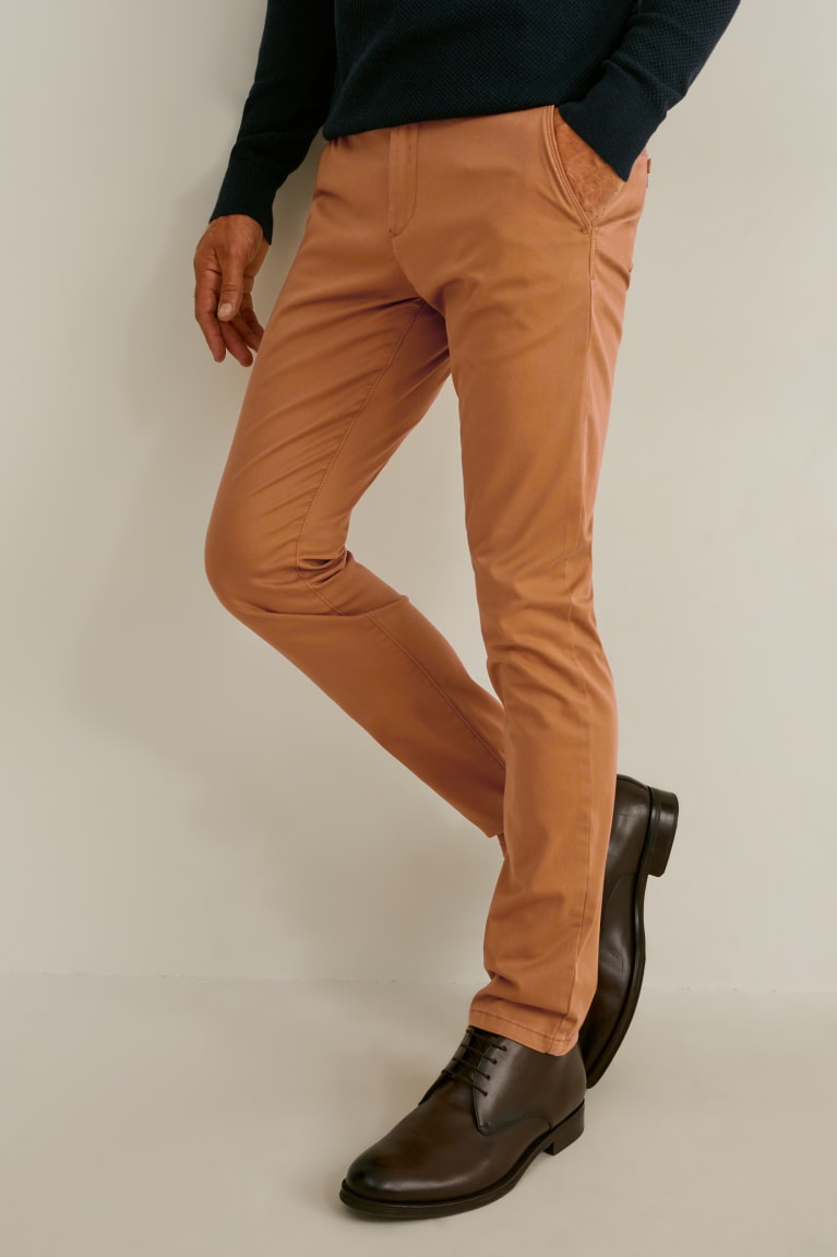 C&A Chinos Slim Fit Pima Puuvilla Flex Lycra® Miesten Suorat Housut Havanna | 47FKDMSRL