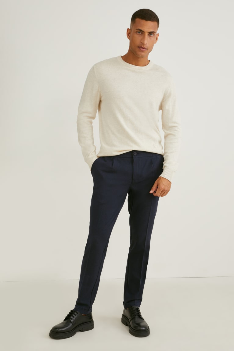 C&A Chinos Tapered Fit Flex 4 Way Stretch Check Miesten Suorat Housut Tummanharmaat | 08AEPDYVL