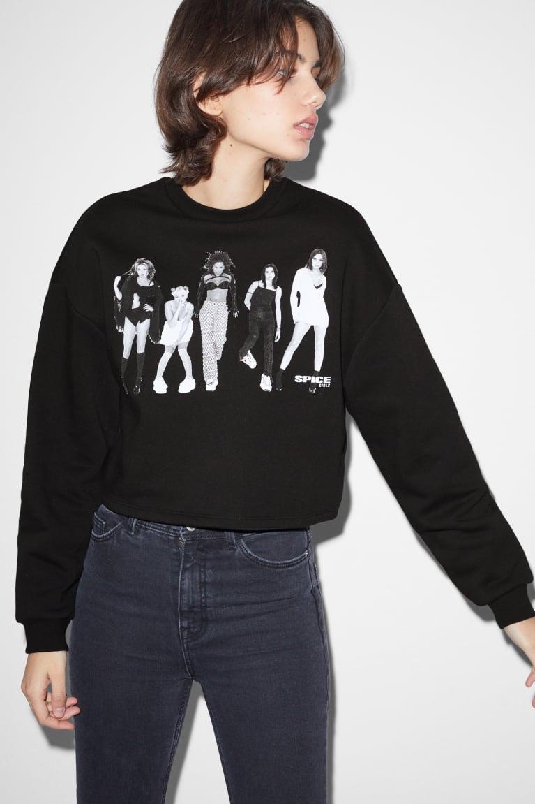 C&A Clockhouse Cropped Spice Girls Naisten Puserot Mustat | 90ITYRFBJ