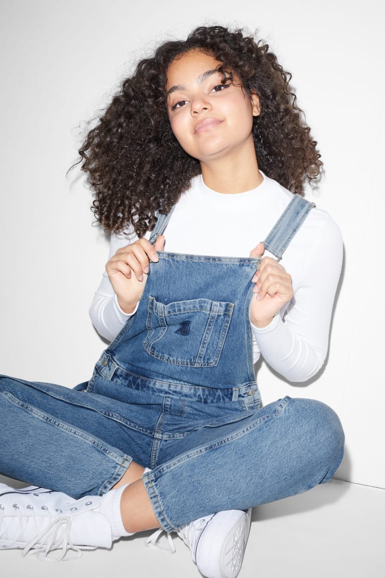 C&A Clockhouse Denim Dungarees Naisten Mekko Sininen Vaaleansininen | 73CPBDELY