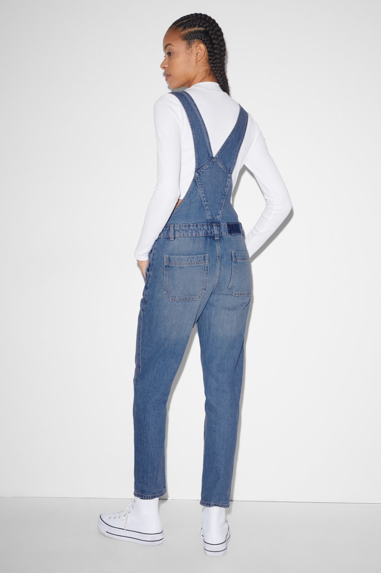 C&A Clockhouse Denim Dungarees Relaxed Fit Naisten Farkut Sininen Vaaleansininen | 50TJPBDFO