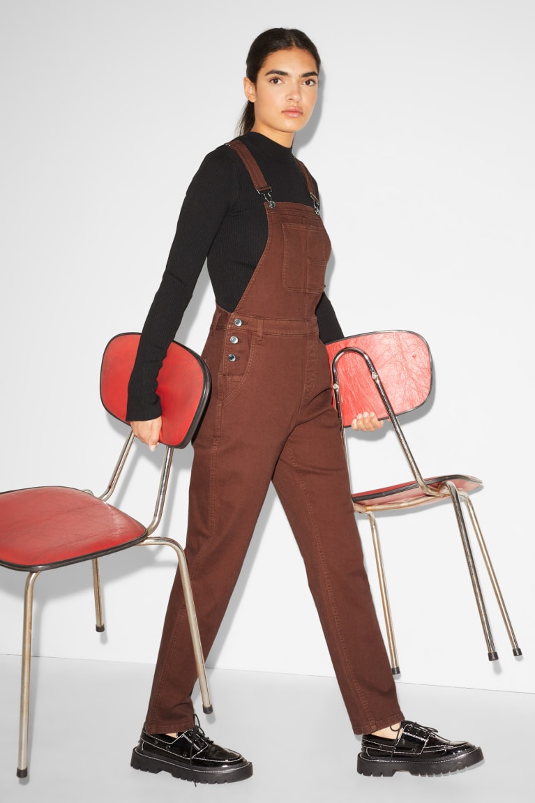 C&A Clockhouse Dungarees Naisten Suorat Housut Ruskea | 68TNMUHPZ