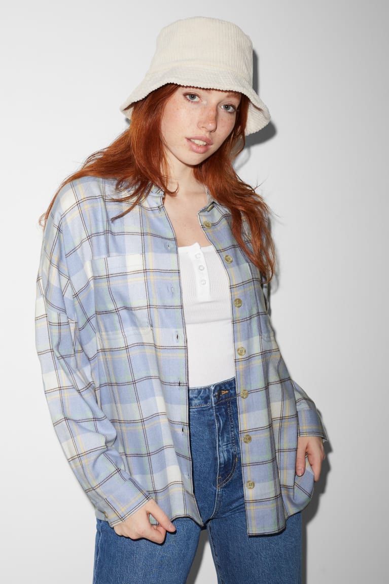 C&A Clockhouse Flannel Check Naisten Pusero Vaaleansininen | 98QNVICLH