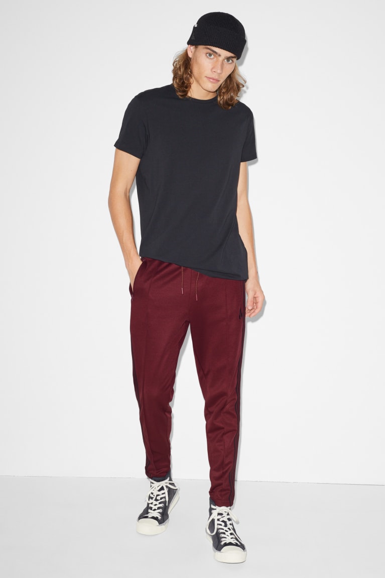 C&A Clockhouse Joggers Miesten Suorat Housut Tummanpunainen | 80EMCKNZW